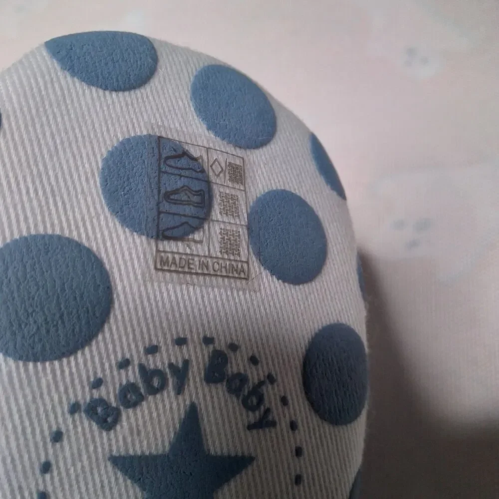 Baby Shoes Size 1 Crib Sneakers Tennis Laced High Top Infant Blue Star Polka Dot